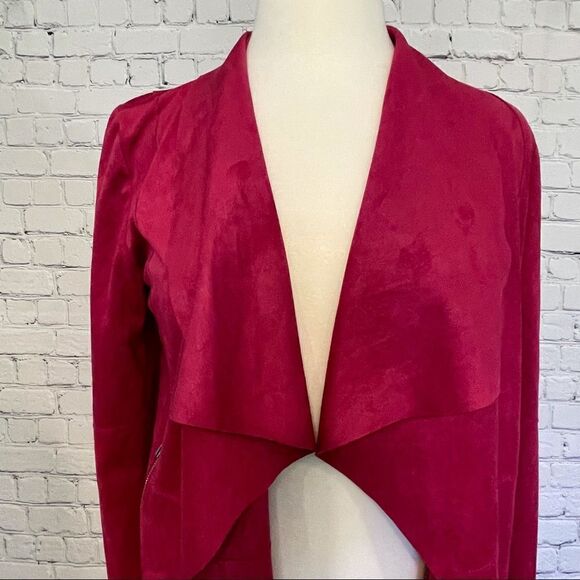 Faux-suede Drape-front Jacket - Picture 3 of 9